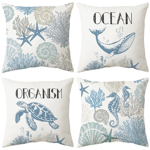 Coastal throw pillow covers - coastal,